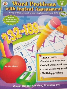 Carson-Dellosa Grade 3 Word Problems Workbook - Colorful Practice